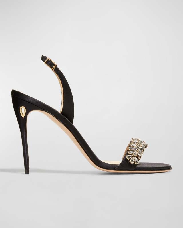 Tommaso Crystal Satin Halter Sandals